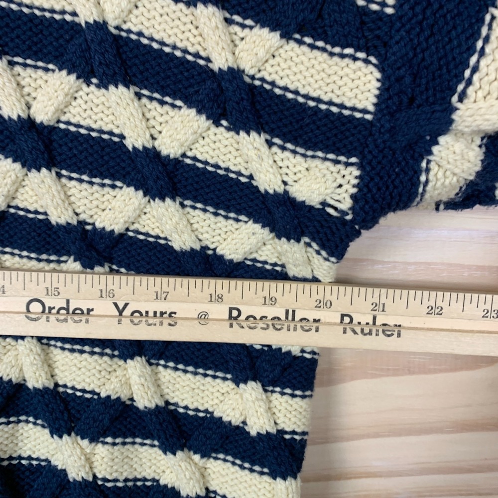 Madewell Cable-Knit Oversized Sweater Small Navy Stripe Preppy Nautical Chunky - Picture 8 of 14